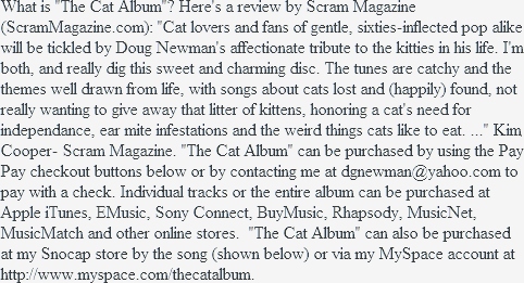 The Cat Album Doug Newman, Cat Songs, Songs about Cats, Kitten Songs