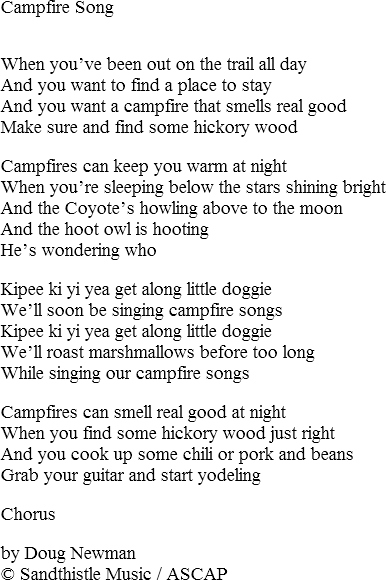 The Campfire Song, The Sandhill Waltz, Bugs and Critters, Red Beans and Rice and Other Songs of the Dusty Trail, Doug Newman, Song Lyrics