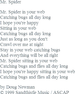 Bugs and Critters, Doug Newman, Song Lyrics